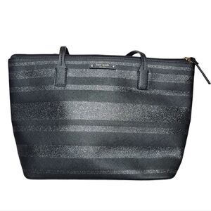 Kate Spade Black Stripe Glitter Tote